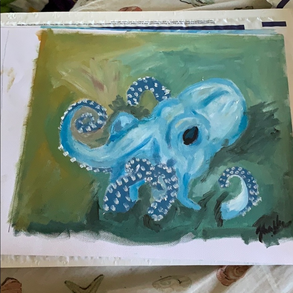 Blue octopus painting